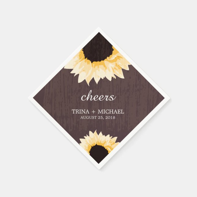 Rustic Sunflower Splendour  | Wedding Napkin (Corner)