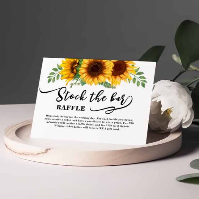 Rustic Sunflower Stock the bar Bridal Shower  Enclosure Card (Creator Uploaded)