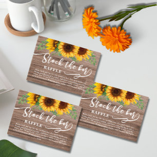 Rustic Sunflower Stock the bar Bridal Shower  Enclosure Card