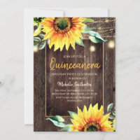 Rustic Sunflower String Light Quinceañera Birthday
