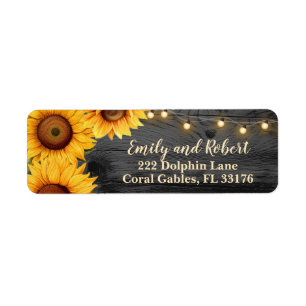 Rustic Sunflower String Lights Address Label Return Address Label