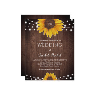 Rustic Sunflower String Lights Monogram Wedding