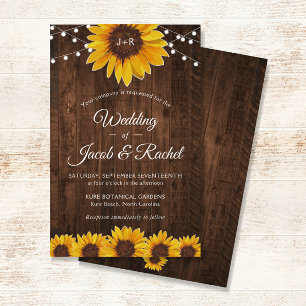 Rustic Sunflower String Lights Wedding Invitation