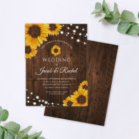 Rustic Sunflower String Lights Wedding Invitation
