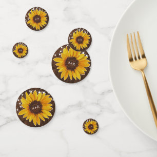 Rustic Sunflower String Lights Wedding Reception Confetti