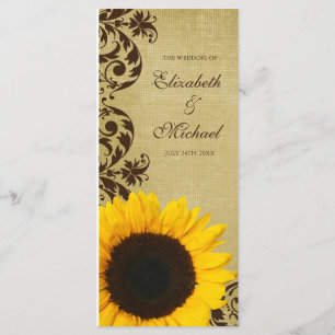 Rustic Sunflower Swirls Wedding Program