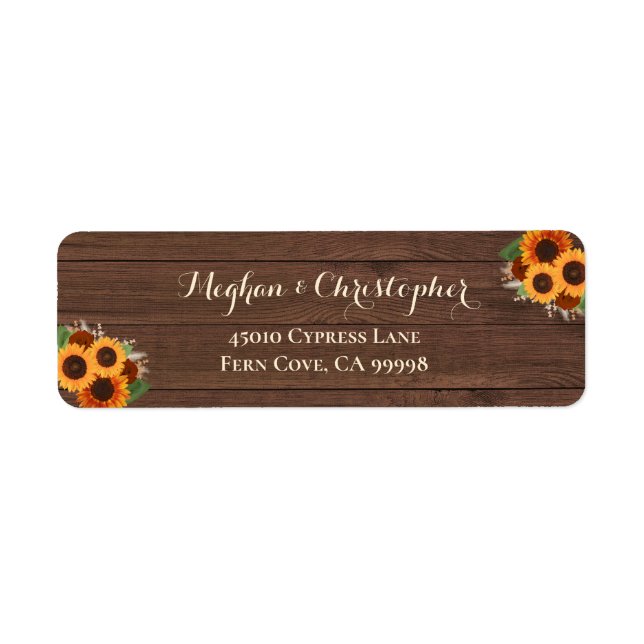 Rustic Sunflower Terracotta Wedding Return Address Label (Front)