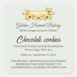 Rustic Sunflower/ Texas Cottage Law Cookie Label