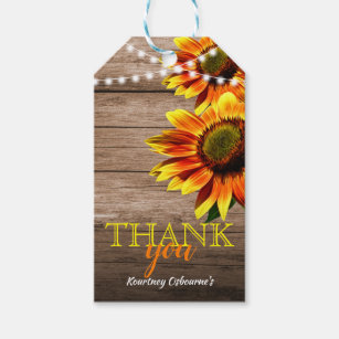 Rustic Sunflower Thank You Gift Tags