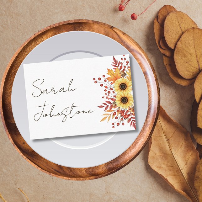 Rustic Sunflower Thanksgiving Place Card (Rustic Sunflower Thanksgiving Place Card)