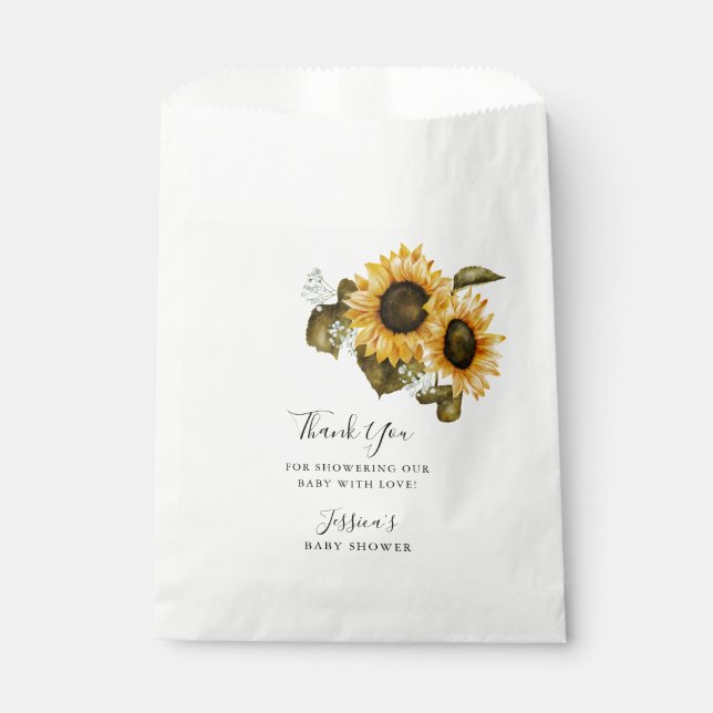 Rustic Sunflower Theme Baby Shower Favour Bag (Front)