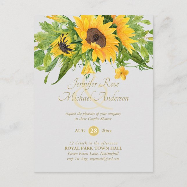 Rustic Sunflower Themed Baby Shower Ampersand Chic Postcard (Front)
