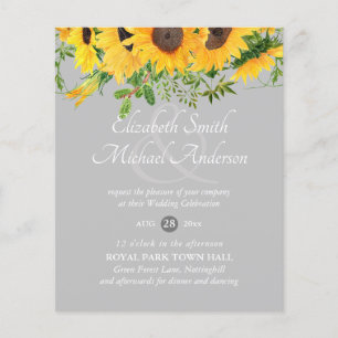 Rustic Sunflower Themed Wedding Stationery Budget