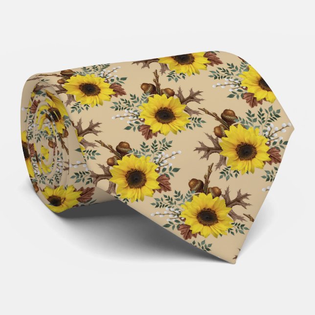 rustic sunflower tiled pattern  tie (Rolled)