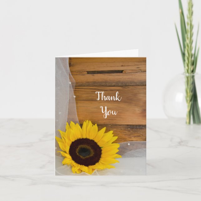 Rustic Sunflower Veil Country Bridesmaid Thank You (Front)