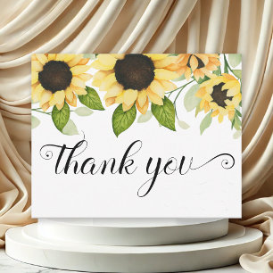 Rustic Sunflower Watercolor Floral Bridal Shower Thank You Card