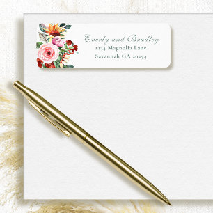 Rustic Sunflower Watercolor Floral Return Address  Label