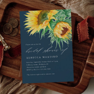 Rustic Sunflower Watercolor Script Bridal Shower Invitation