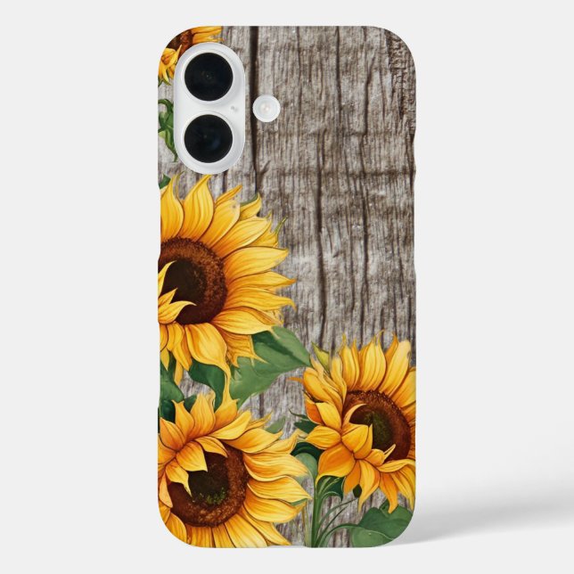 Rustic Sunflower & Weathered Gray Barnboard Case-Mate iPhone Case (Back)