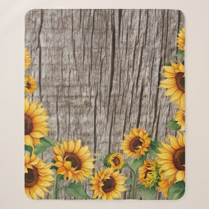 Rustic Sunflower & Weathered Grey Barnboard Sherpa Blanket