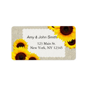 Rustic sunflower wedding address labels sunflower1