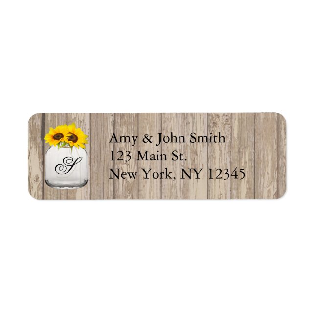 Rustic sunflower wedding address labels sunflwr6 (Front)