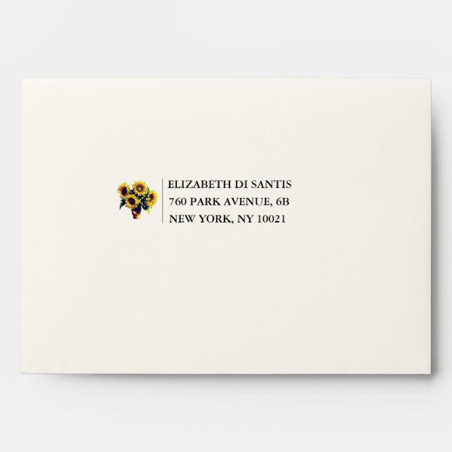 Rustic Sunflower Wedding Back Flap Return Address  Envelope (Front)