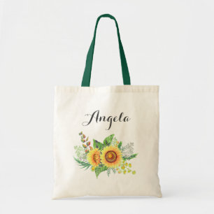 Rustic Sunflower Wedding Bridesmaid Personalized Tote Bag