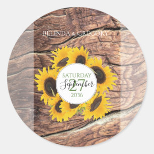 Rustic Sunflower Wedding Classic Round Sticker