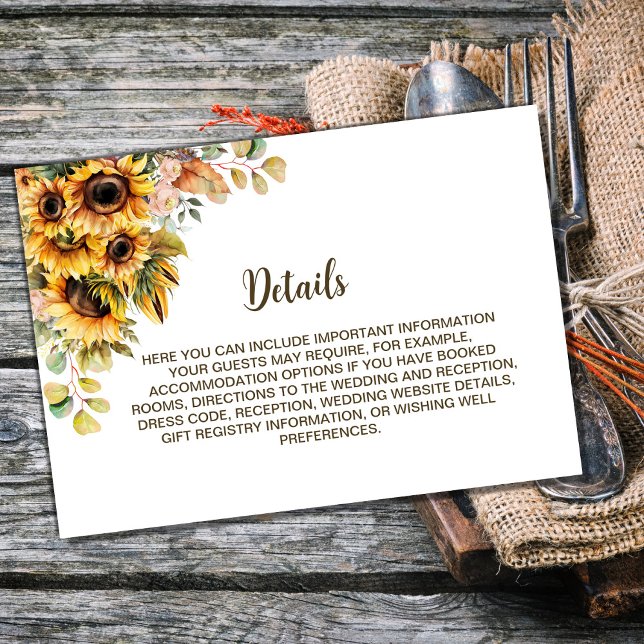 Rustic Sunflower Wedding Details Enclosure Card (Creator Uploaded)