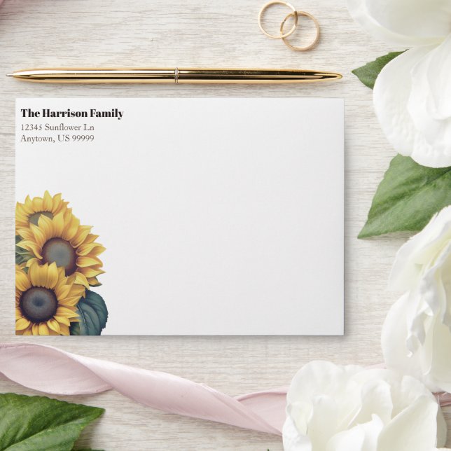 Rustic Sunflower Wedding Envelope (Wedding)