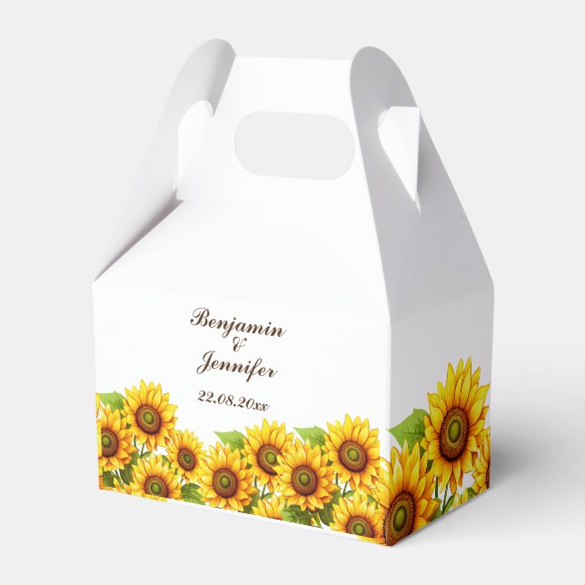 Rustic Sunflower Wedding  Favour Box (Front Side)
