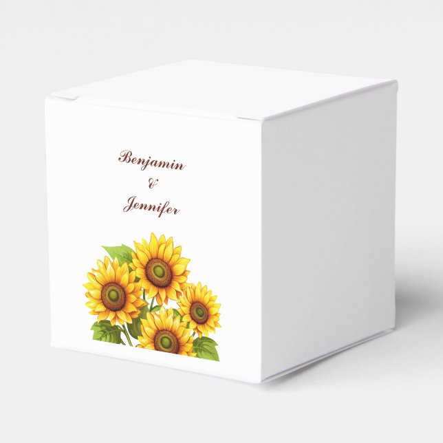 Rustic Sunflower Wedding  Favour Box (Front Side)