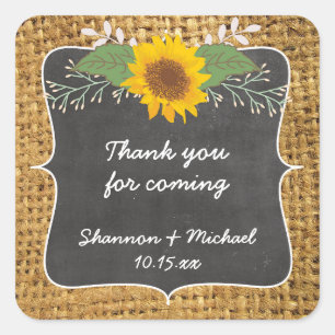 Rustic Sunflower wedding favour sticker
