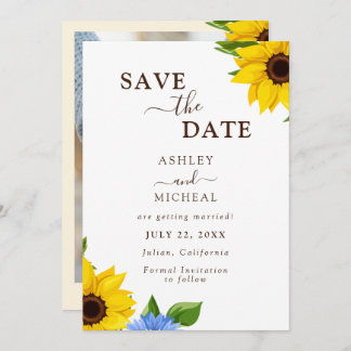 Rustic Sunflower Wedding Flat Save The Date Card