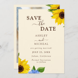 Rustic Sunflower Wedding Flat Save The Date Card