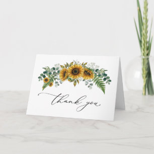 Rustic Sunflower Wedding Folded Thank You Card