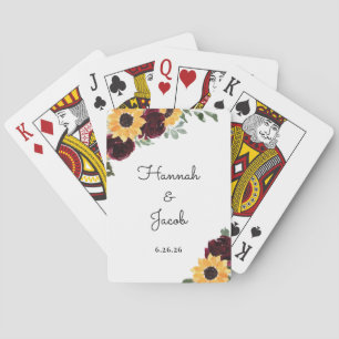 Rustic Sunflower Wedding Guest Favour Playing Cards
