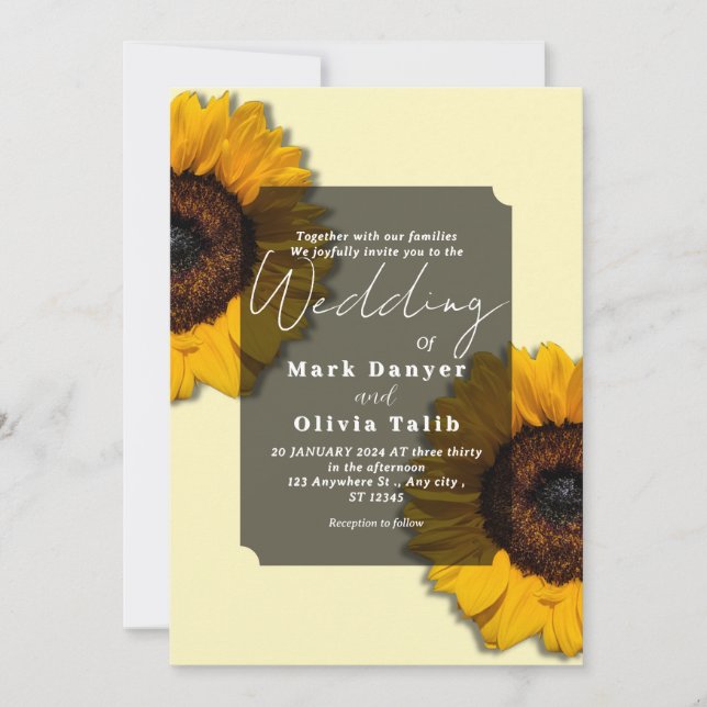 Rustic Sunflower Wedding Invitation (Front)