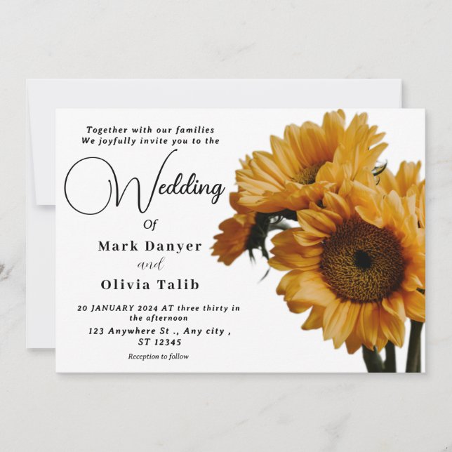 Rustic Sunflower Wedding Invitation (Front)