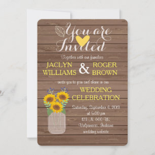 Rustic Sunflower Wedding Invitation