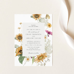 Rustic Sunflower Wedding Invitation