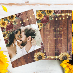 Rustic Sunflower Wedding Invitation