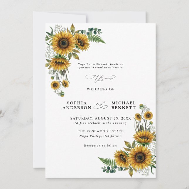 Rustic Sunflower Wedding Invitation (Front)