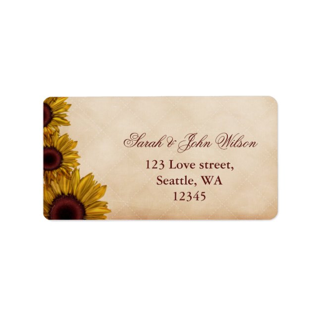 Rustic Sunflower Wedding Label (Front)