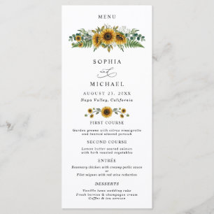 Rustic Sunflower Wedding Menu