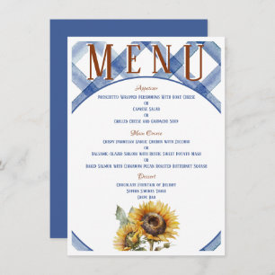 Rustic Sunflower Wedding Menu