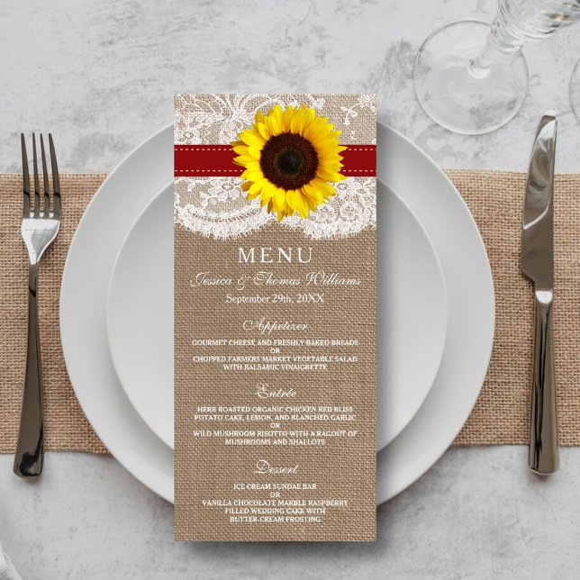 Rustic Sunflower Wedding Menu (Creator Uploaded)