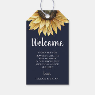 Rustic Sunflower Wedding Navy Blue Welcome Bag Gift Tags
