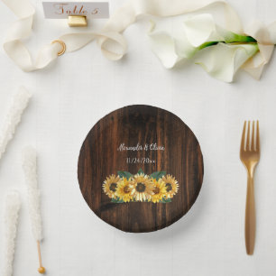 Rustic Sunflower Wedding Paper Bowls Paper Plate